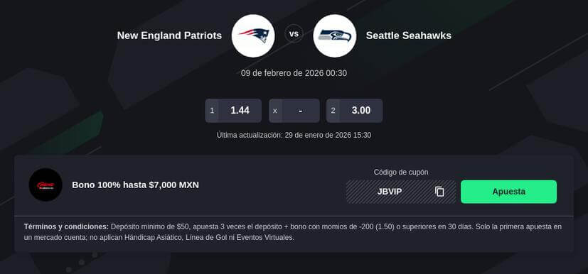 Patriots vs Seahawks pronóstico y apuestas Super Bowl 2026